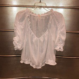 Free People Dorothy Top White Stripe Size L